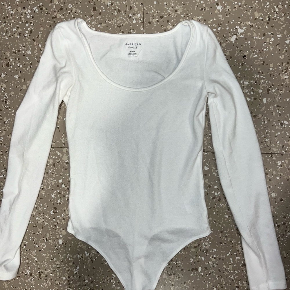 American Eagle White Long Sleeve Bodysuit